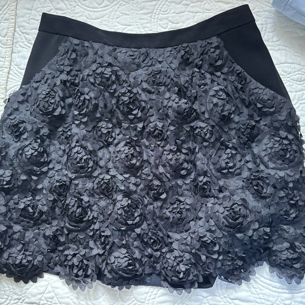Nanette Lepore Black Textured Floral Mini Skirt